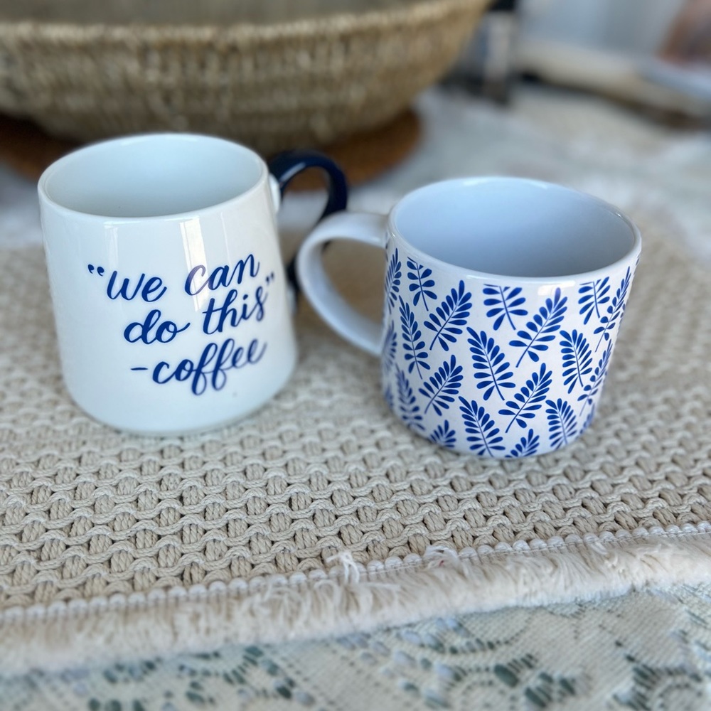 Blue and White Coffee‎ Mugs Threshold Porcelain and Modern Expressions